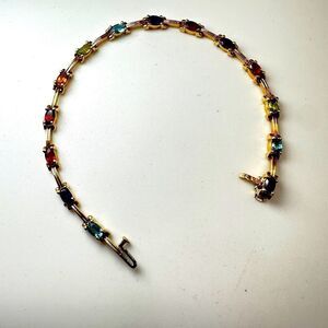 7.25", 14kt yellow gold and multi-gemstone tennis bracelet!